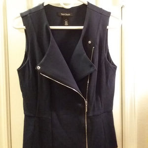 White House Black Market Moto Vest Navy Size 4